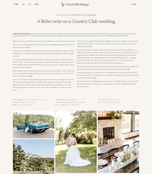 Strictly Weddings Article Screen Shot